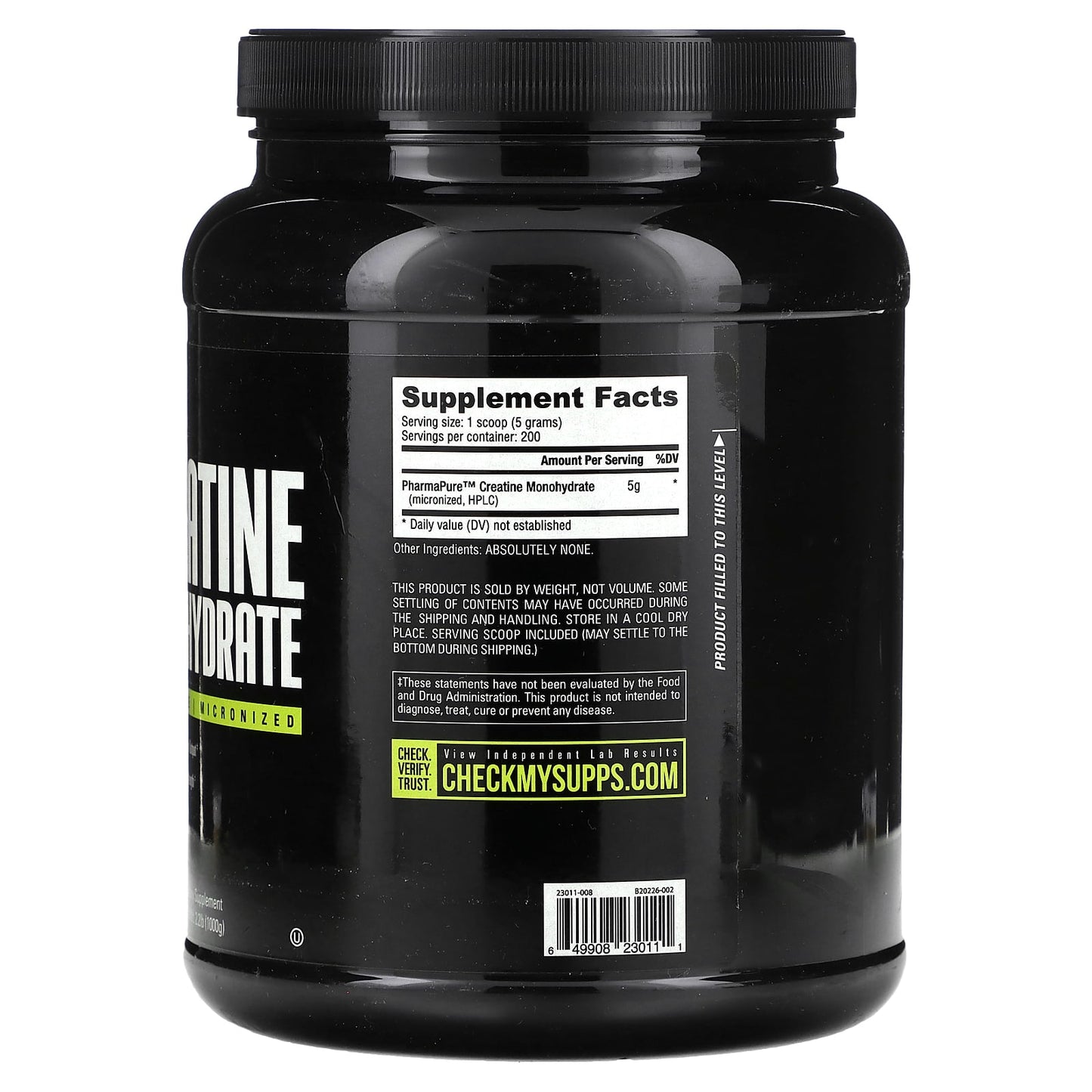 NutraBio, Creatine Monohydrate, 2.2 lb (1,000 g)