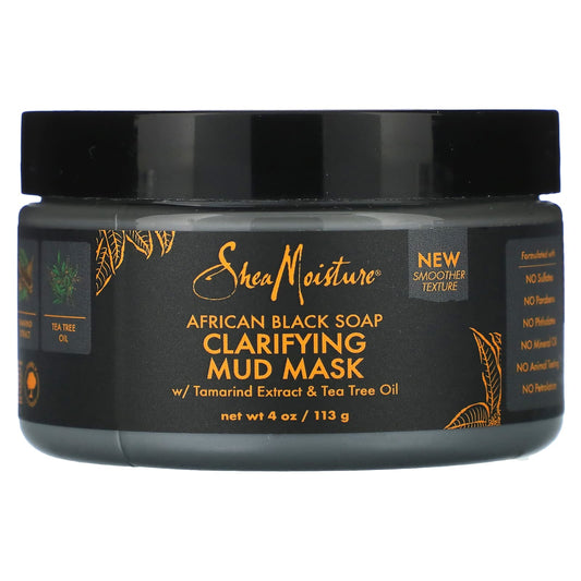 SheaMoisture-African Black Soap-Clarifying Mud Beauty Mask w/ Tamarind Extract & Tea Tree Oil-4 oz (113 g)