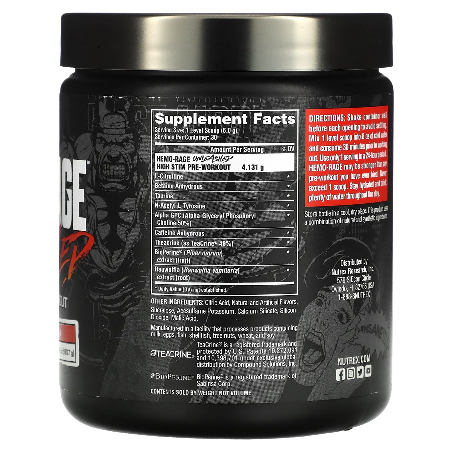 Nutrex Research, Hemo-Rage Unleashed, High Stim Pre-Workout, Orange Mango, 6.37 oz (180.7 g)