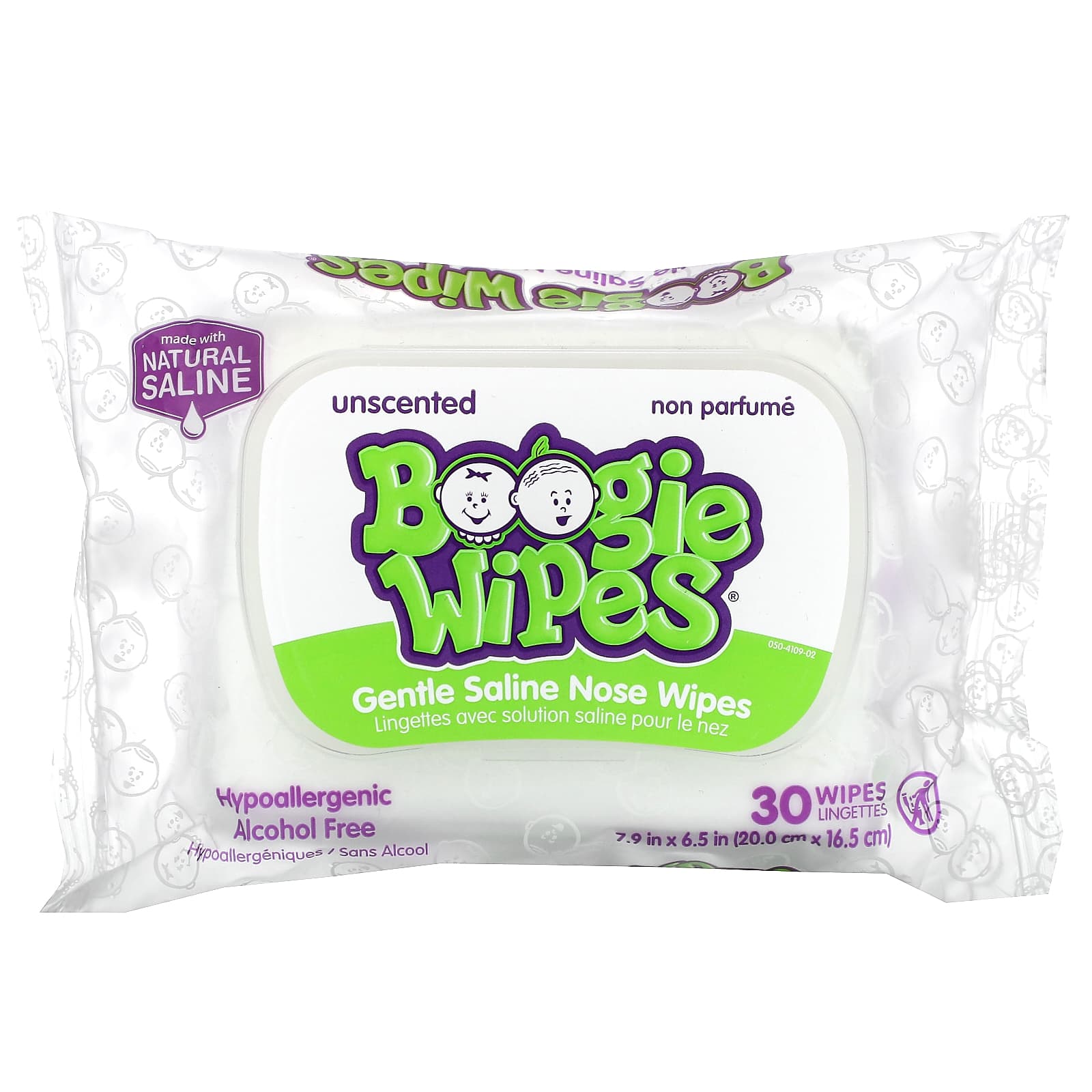 Boogie Wipes-Gentle Saline Nose Wipes-Unscented-30 Wipes