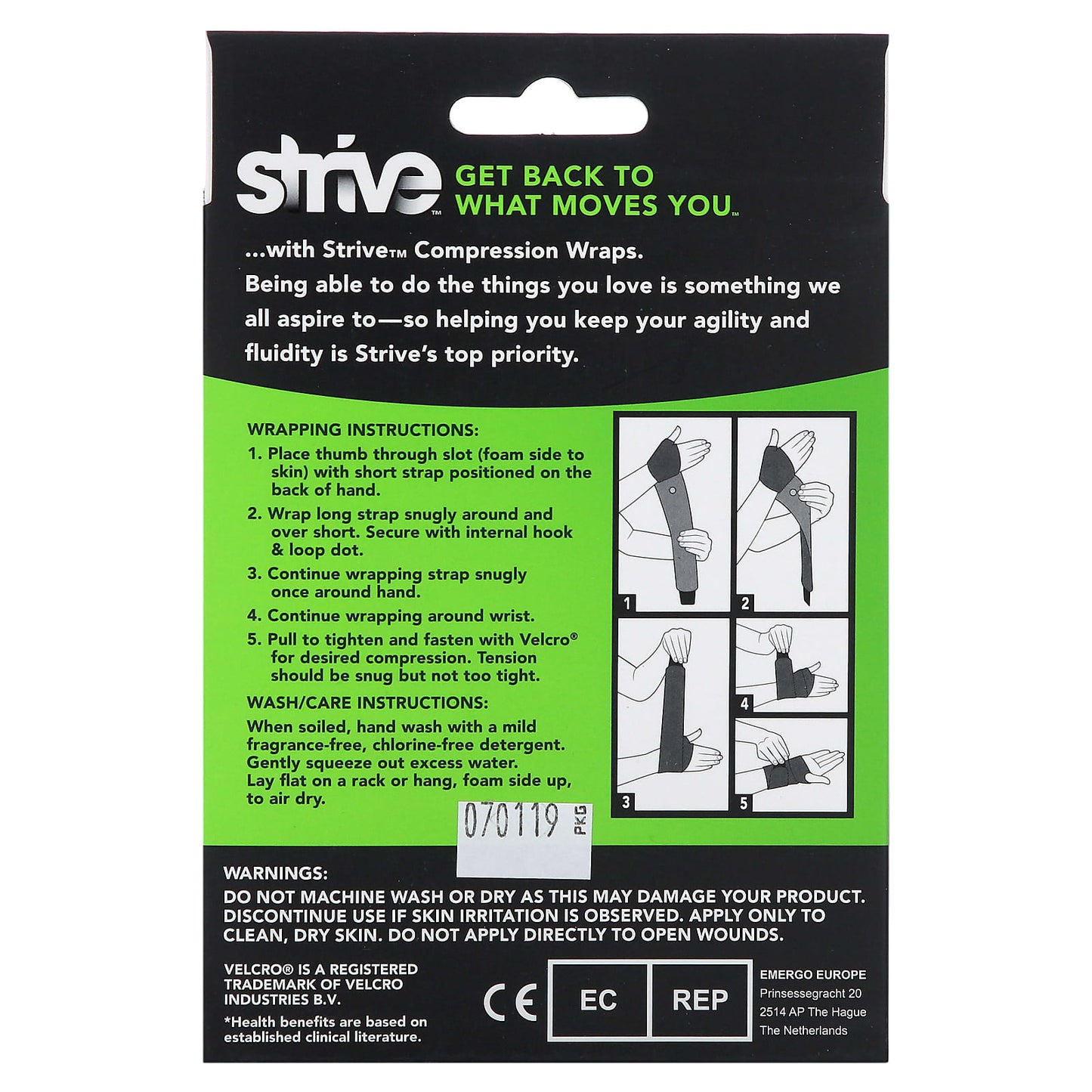 Strive, Right Wrist Compression Wrap , 1 Count