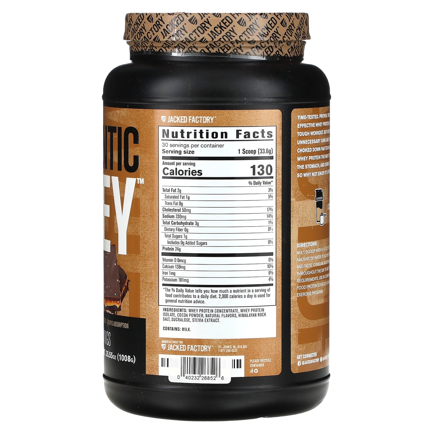 Jacked Factory, Authentic Whey, Muscle Building Whey Protein, Salted Chocolate Caramel, 35.55 oz (1,008 g)