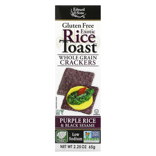 Edward & Sons-Exotic Rice Toast-Whole Grain Crackers-Purple Rice & Black Sesame-2.25 oz (65 g)