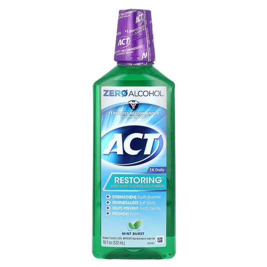 Act-Restoring Anticavity Fluoride Mouthwash-Alcohol Free-Mint Burst-18 fl oz (532 ml)