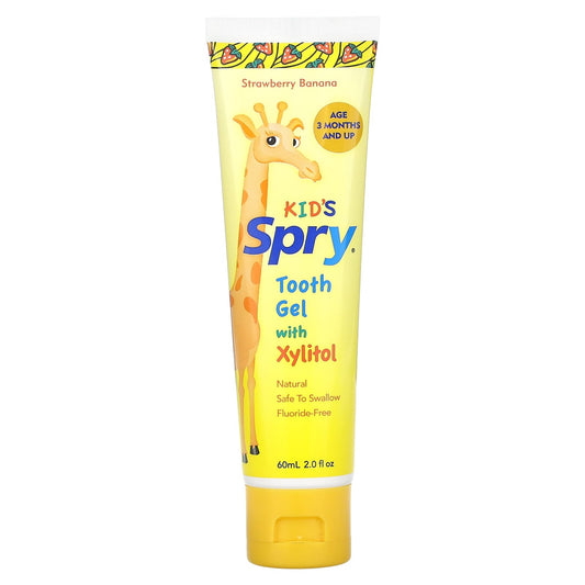 Xlear-Kid's Spry Tooth Gel with Xylitol-Strawberry Banana-2.0 fl oz (60 ml)