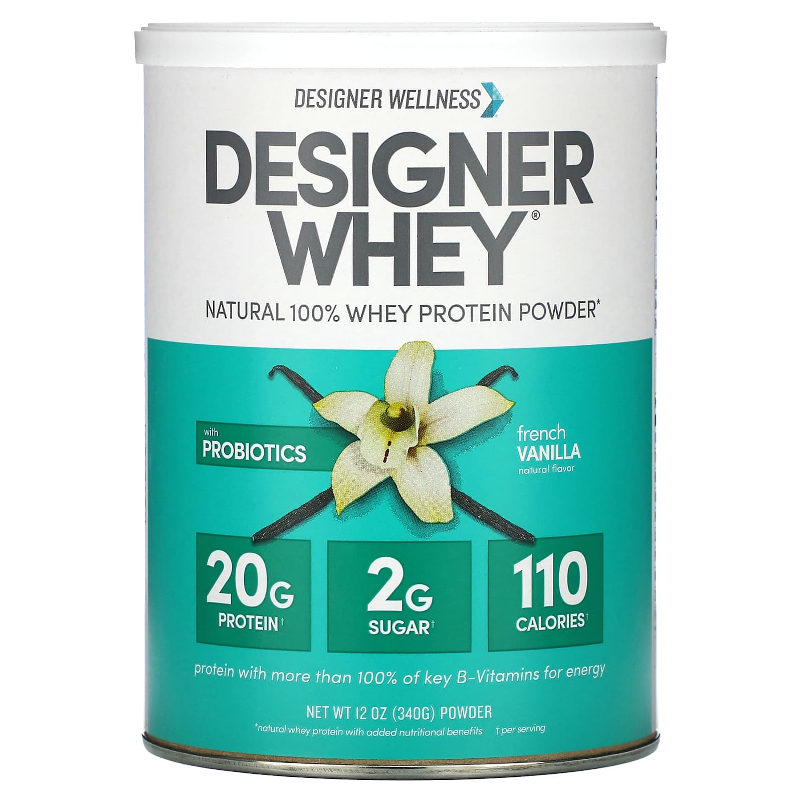 Designer Wellness-Designer Whey-Natural 100% Whey Protein Powder-French Vanilla-12 oz (340 g)