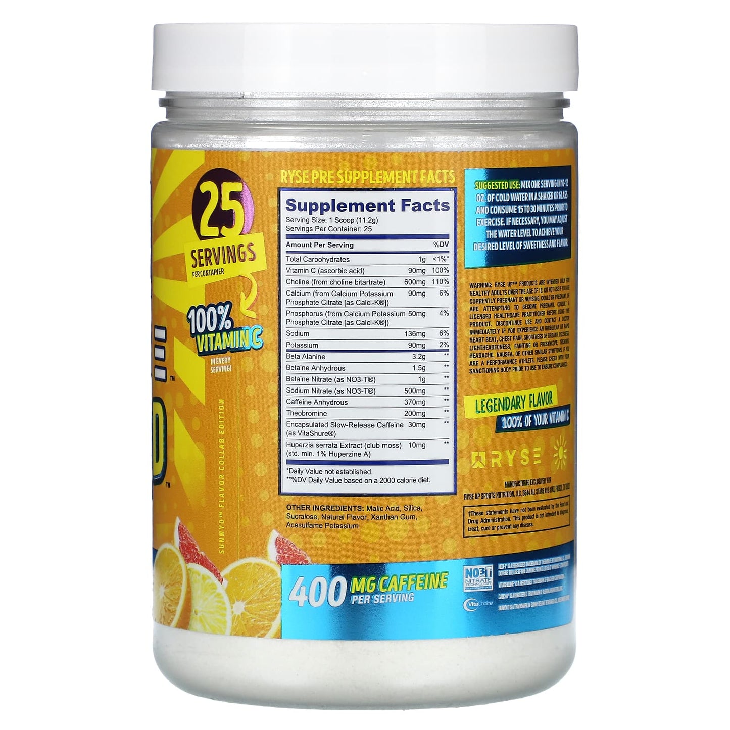 RYSE, Pre-Workout, Sunny D, Tangy Original, 9.9 oz (280 g)