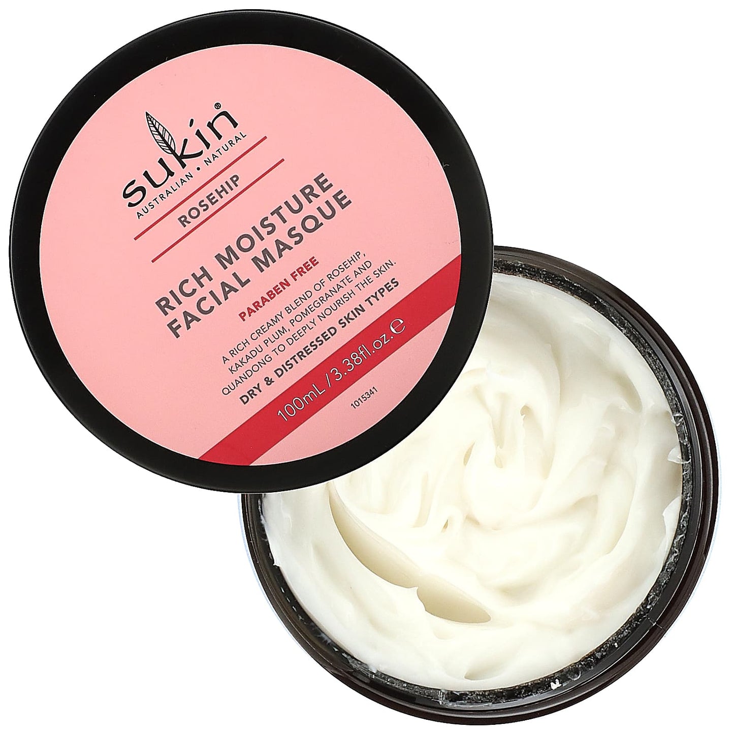 Sukin, Rich Moisture Facial Masque, Rosehip, 3.38 fl oz (100 ml)