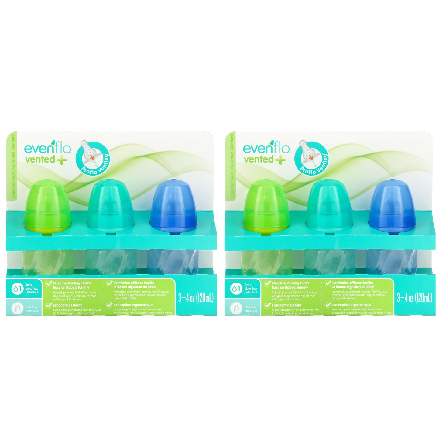 Evenflo Feeding-Vented+Twist PP Tint Bottles-Standard-0+ Months-Slow Flow-6 Bottles-4 oz (120 ml) Each