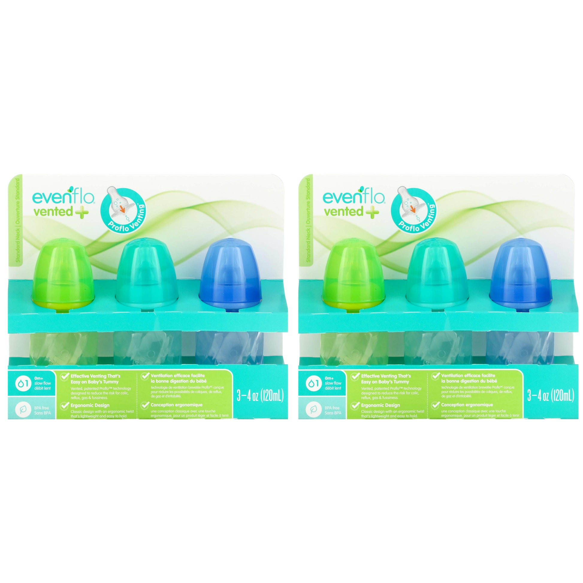 Evenflo Feeding-Vented+Twist PP Tint Bottles-Standard-0+ Months-Slow Flow-6 Bottles-4 oz (120 ml) Each