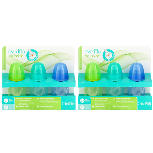 Evenflo Feeding-Vented+Twist PP Tint Bottles-Standard-0+ Months-Slow Flow-6 Bottles-4 oz (120 ml) Each