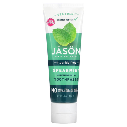 Jason Natural-Sea Fresh-Fresh Breath Toothpaste-Fluoride Free-Spearmint-4.2 oz (119 g)