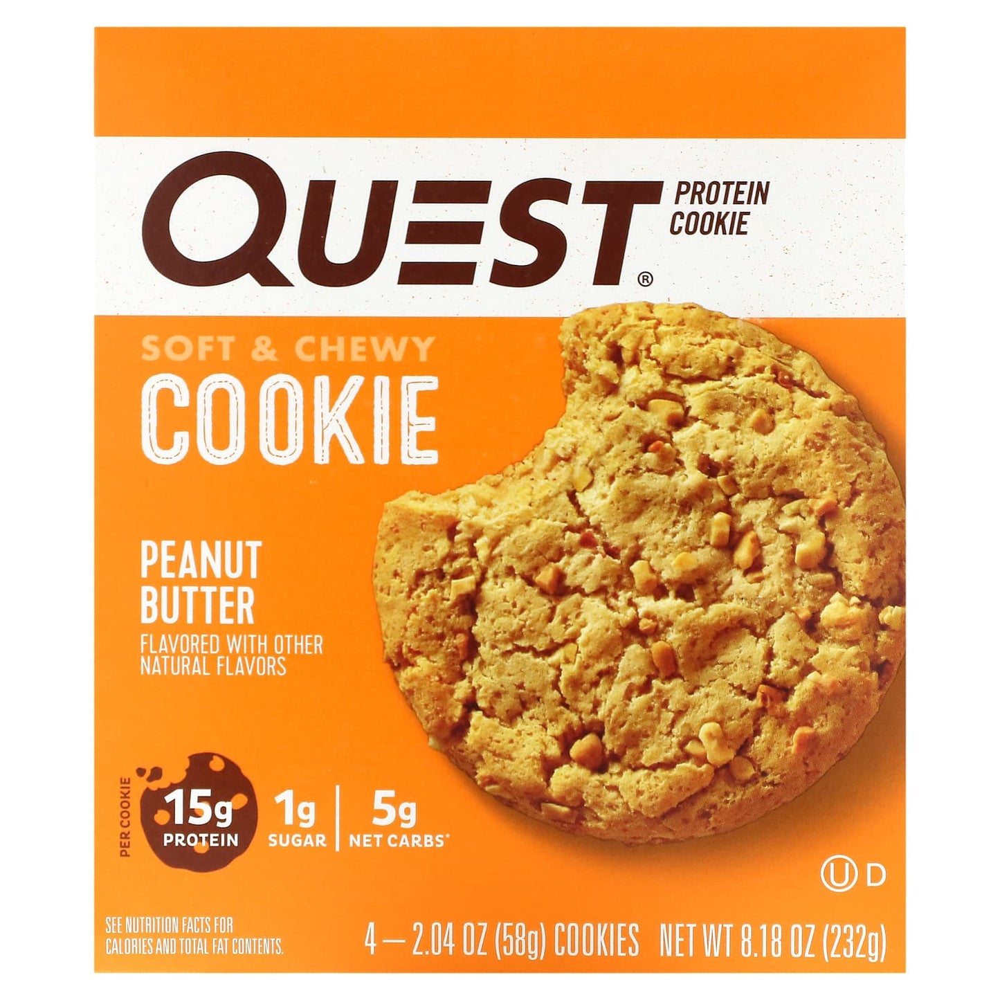 Quest Nutrition-Protein Cookie-Peanut Butter-4 Pack-2.04 oz (58 g) Each