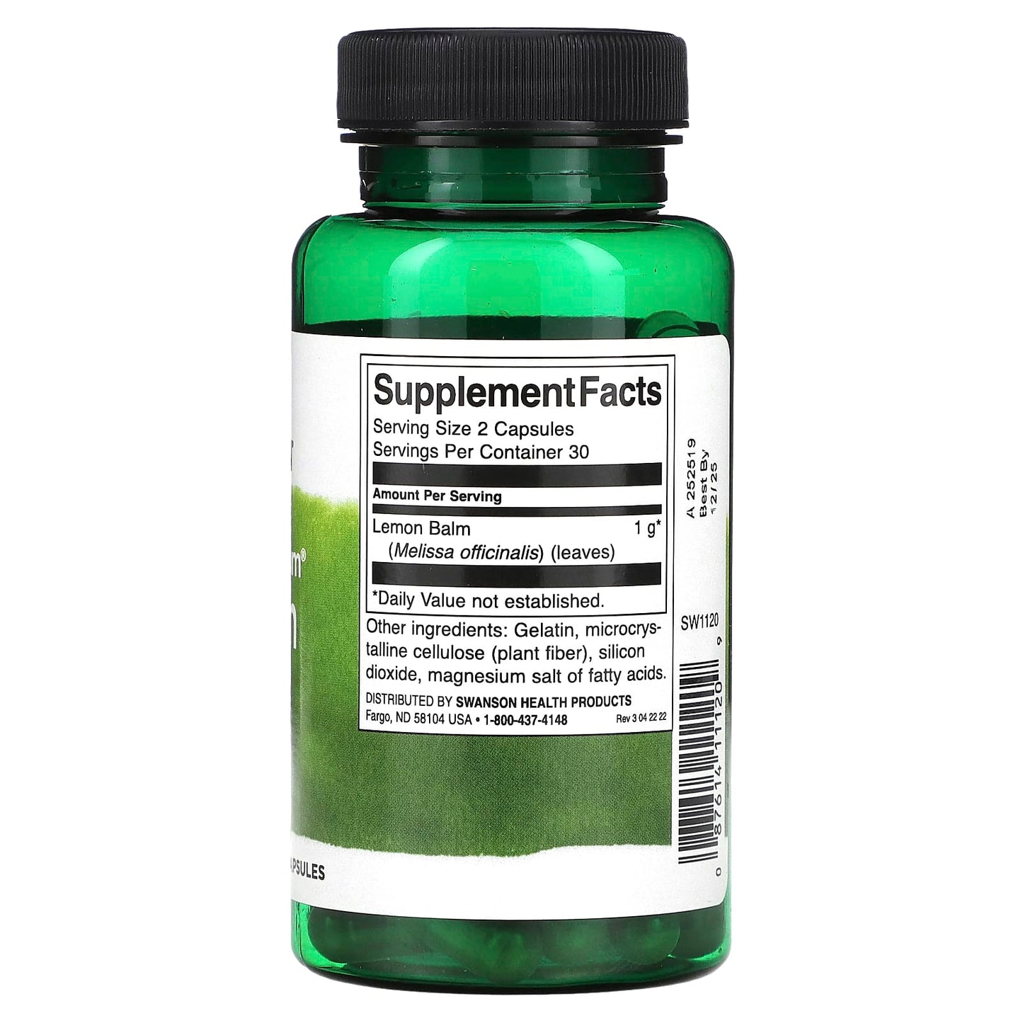 Swanson, Full Spectrum Lemon Balm, 500 mg, 60 Capsules