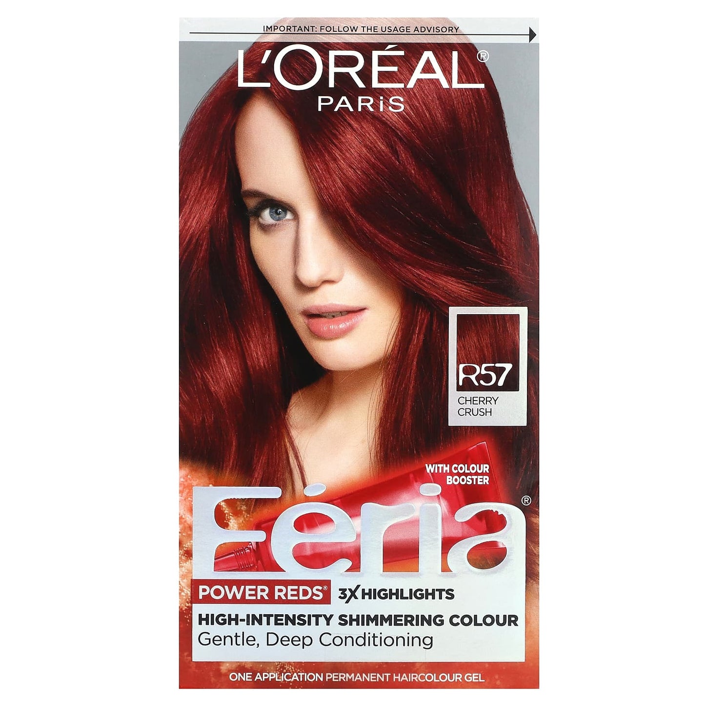 L'Oréal-Feria-Power Red-High-Intensity Shimmering Colour-R57 Cherry Crush-1  Application