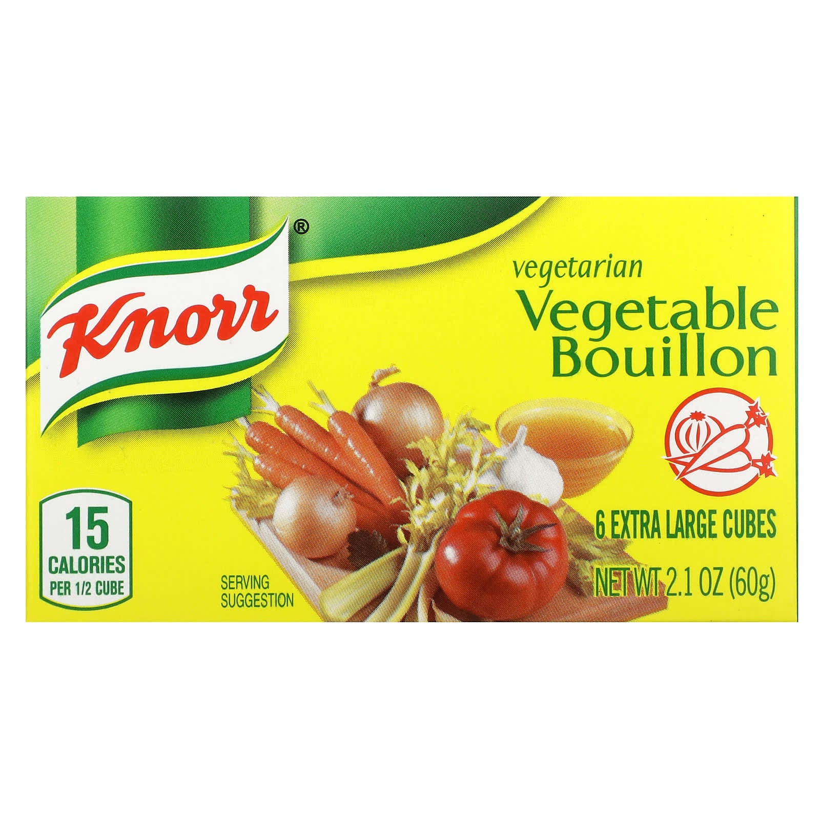 Knorr-Vegetarian Vegetable Bouillon-6 Extra Large Cubes-2.1 oz (60 g)