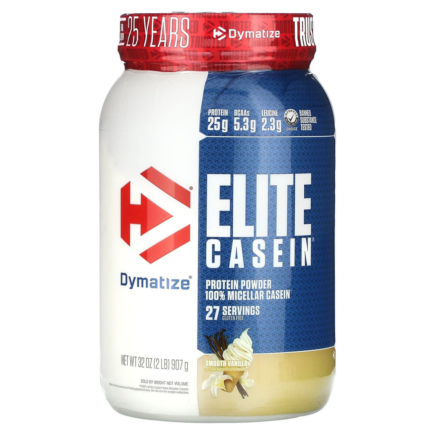 Dymatize-Elite Casein-Smooth Vanilla-2 lbs (907 g)