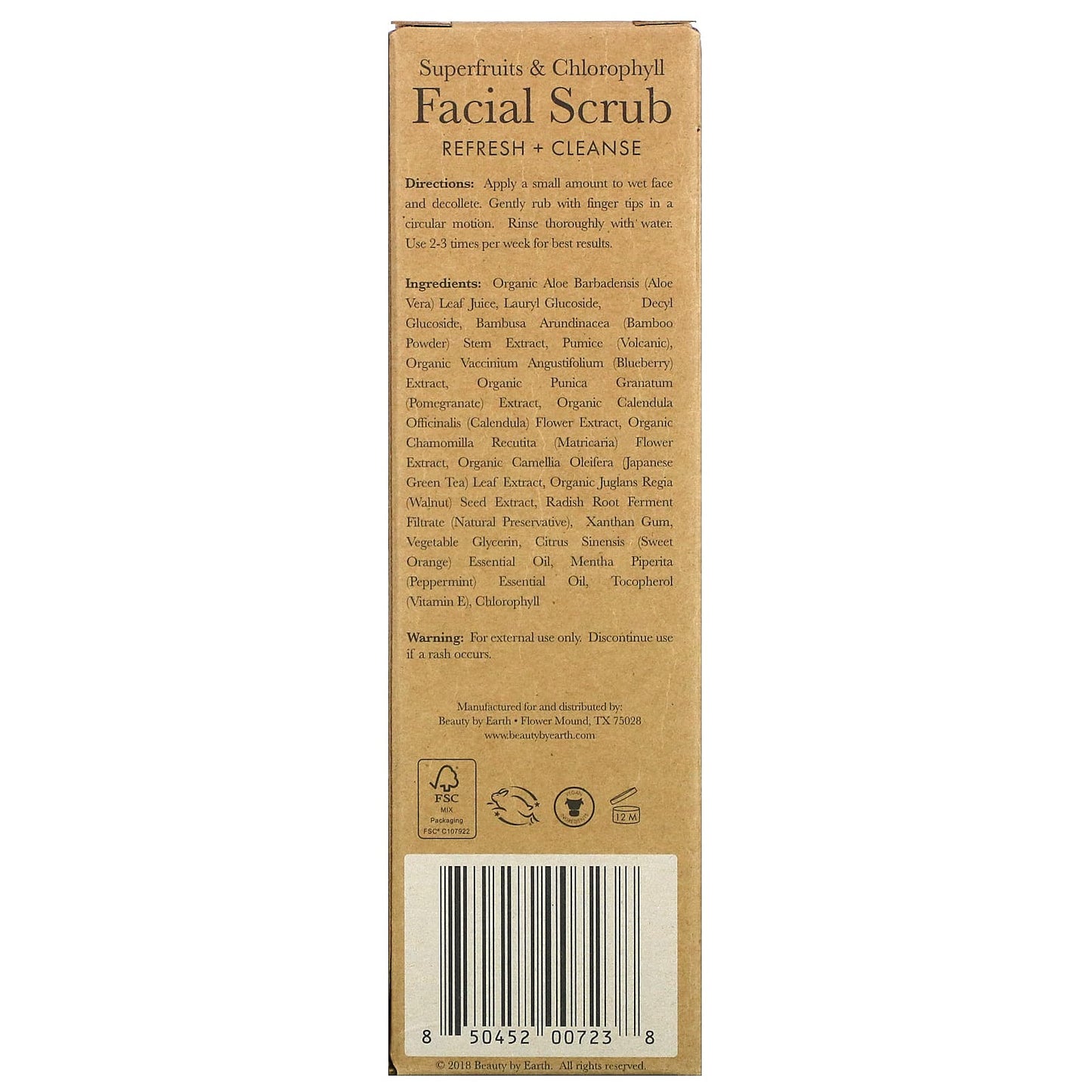 Beauty By Earth, Superfruits & Calendula Microdermabrasion Face Scrub Exfoliant, Cleanser & Skin Polish, 4 fl oz (120 ml)