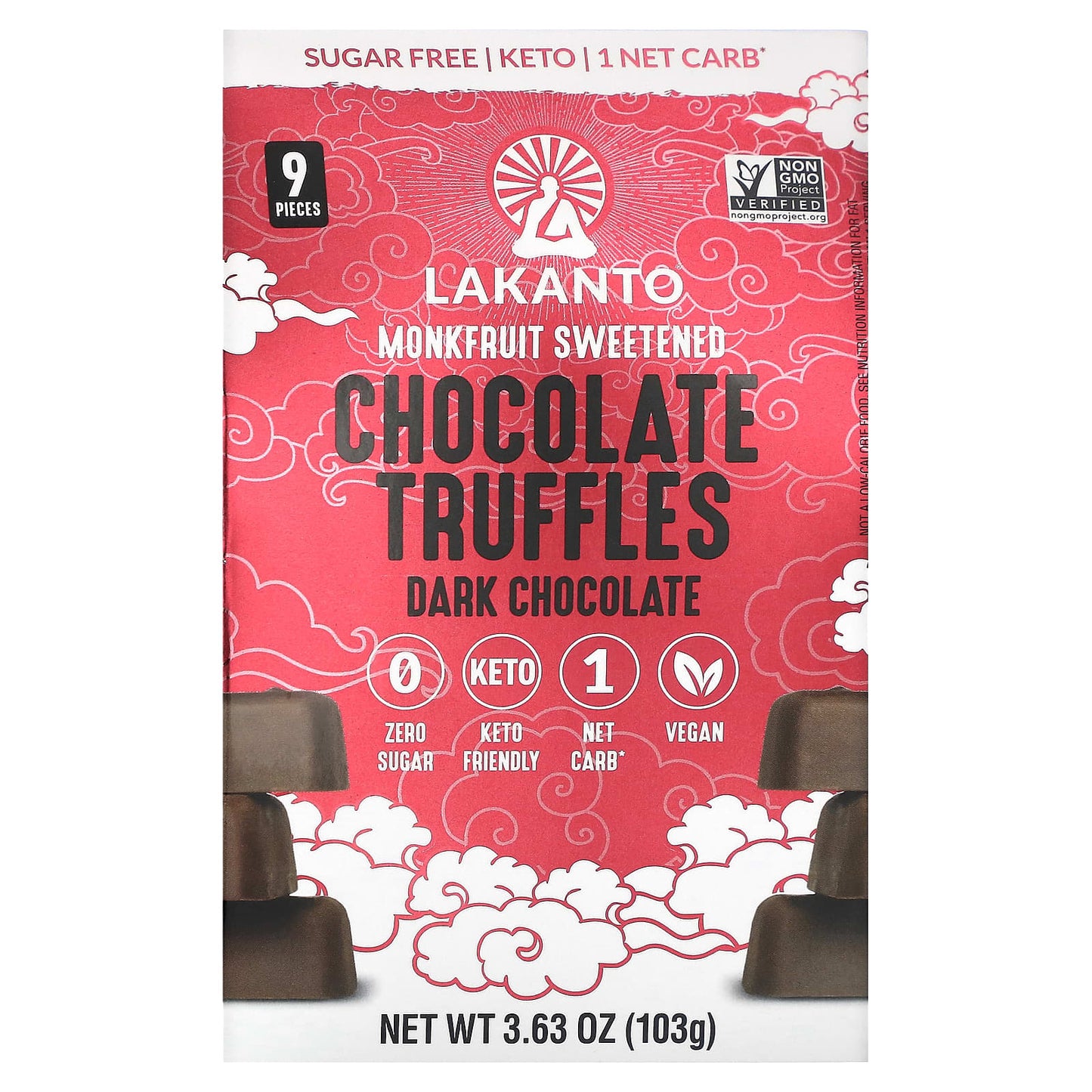 Lakanto-Chocolate Truffles-Dark Chocolate-9 Pieces-3.63 oz (103 g)