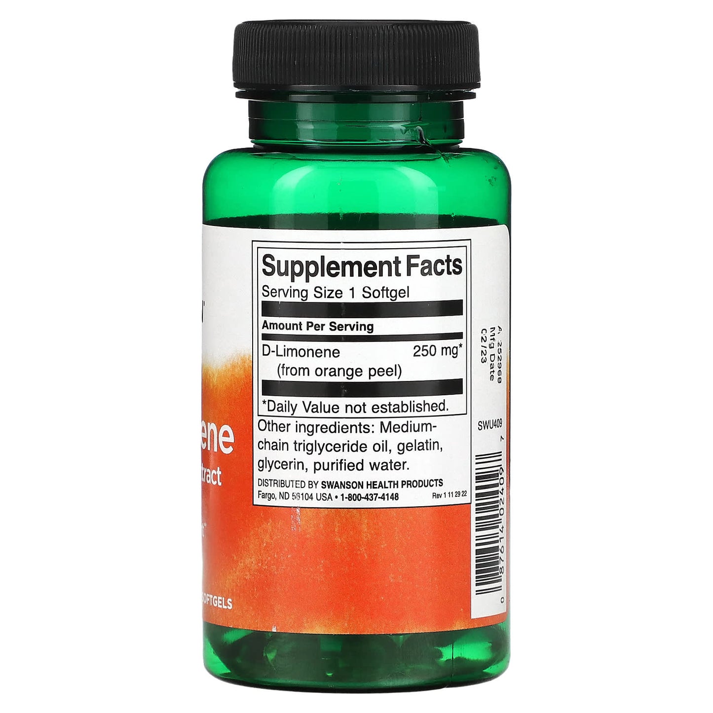 Swanson, D-Limonene, Orange Peel Extract , 250 mg , 60 Softgels