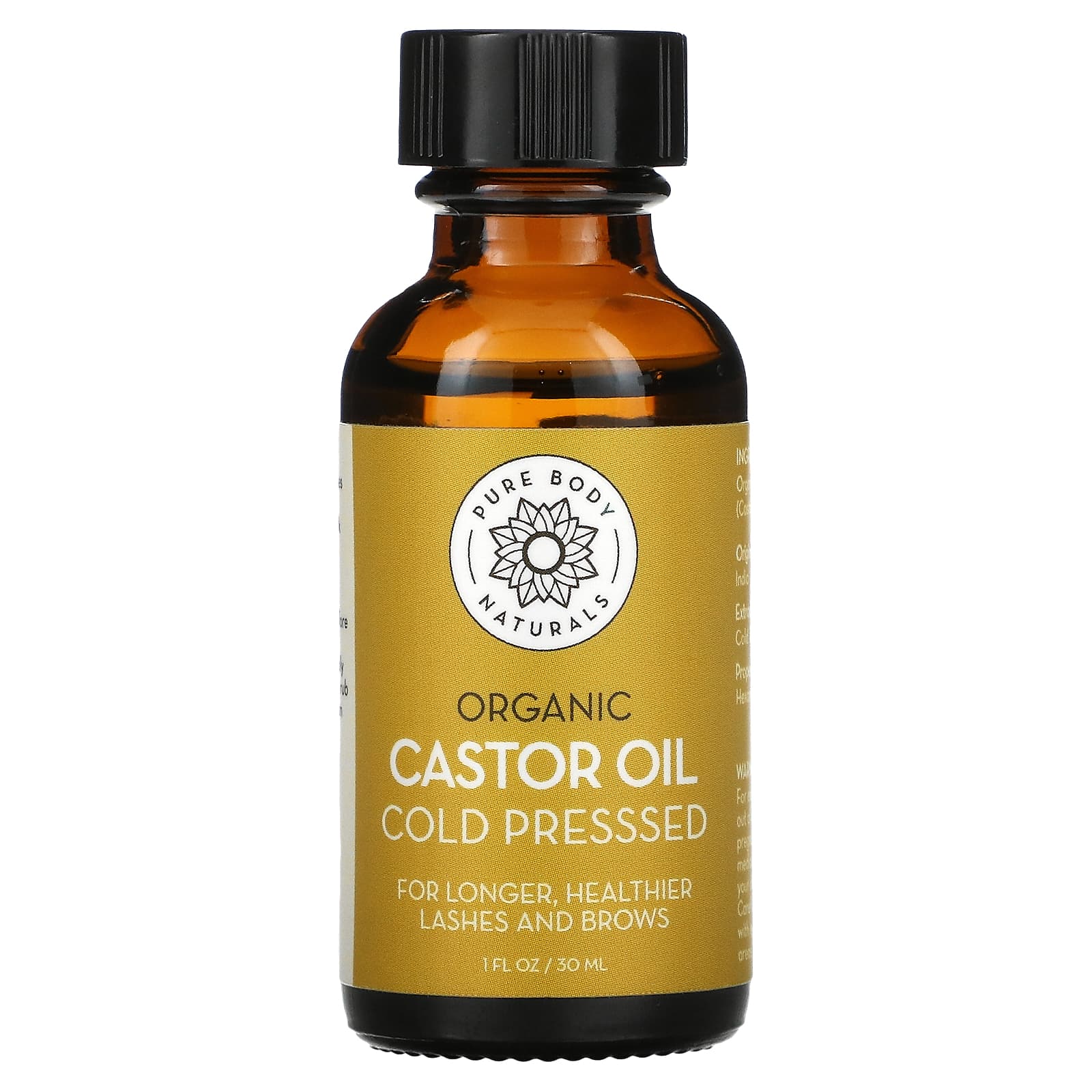 Pure Body Naturals-Organic Cold Pressed Castor Oil Kit-1 fl oz (30 ml)