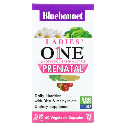 Bluebonnet Nutrition-Ladies' ONE-Whole Food- Based Multiple-Prenatal-60 Vegetable Capsules