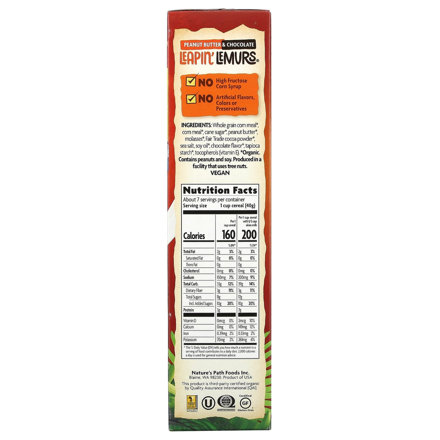 Nature's Path, Envirokidz Organic, Leapin' Lemurs Cereal, Peanut Butter & Chocolate, 10 oz (284 g)