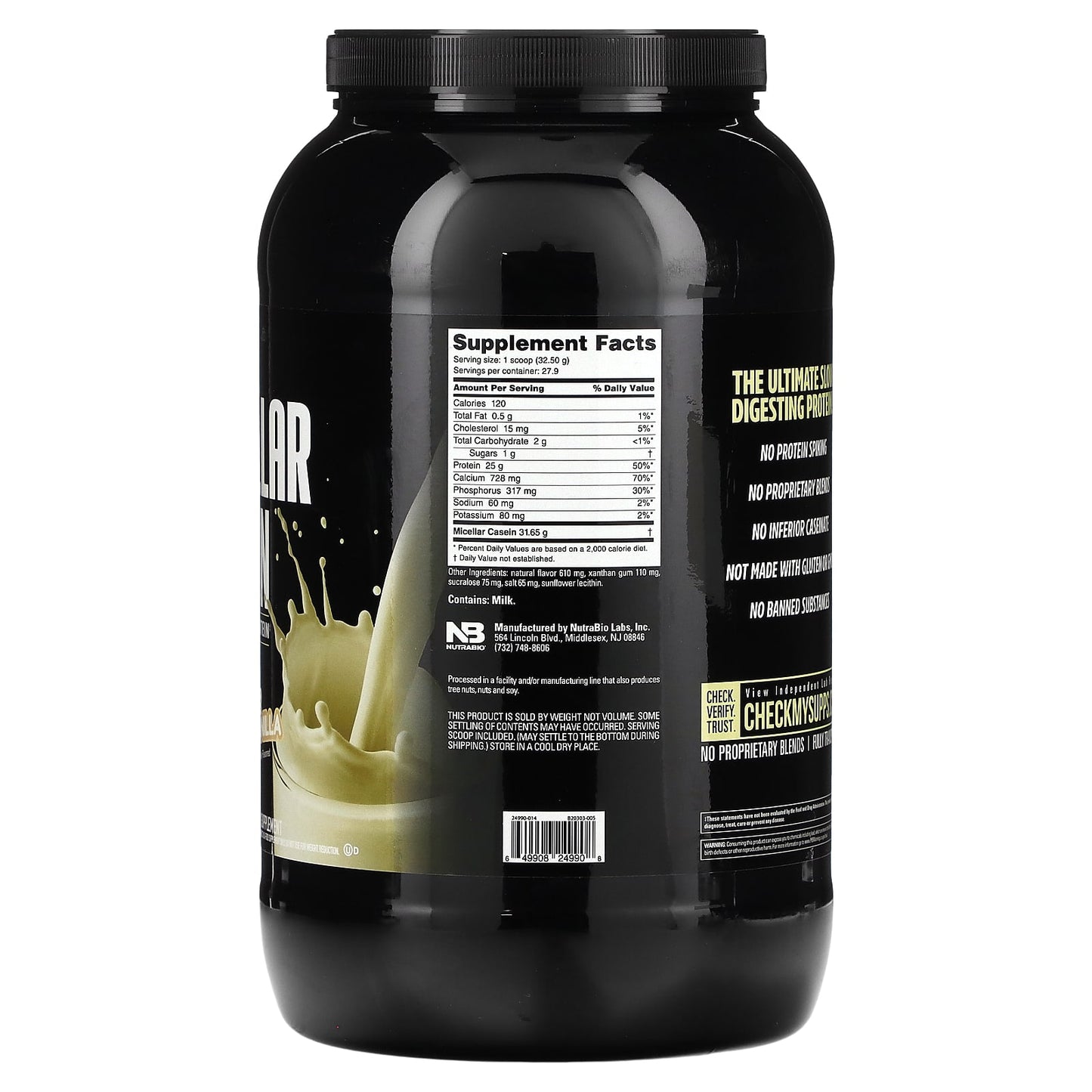 NutraBio, Micellar Casein, Alpine Vanilla , 2 lb (907 g)