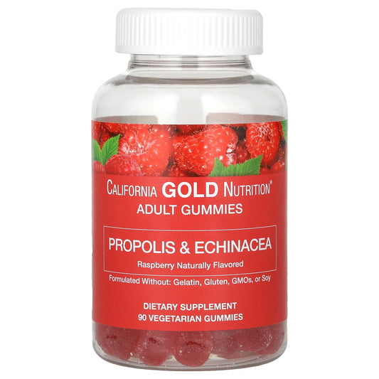 California Gold Nutrition-Propolis and Echinacea Gummies-Natural Raspberry Flavor- 90 Vegetarian Gummies