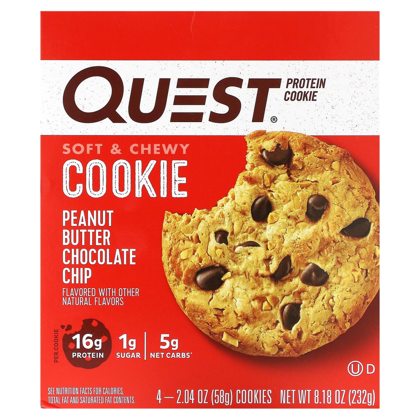 Quest Nutrition-Protein Cookie-Peanut Butter Chocolate Chip-4 Pack-2.04 oz (58 g) Each