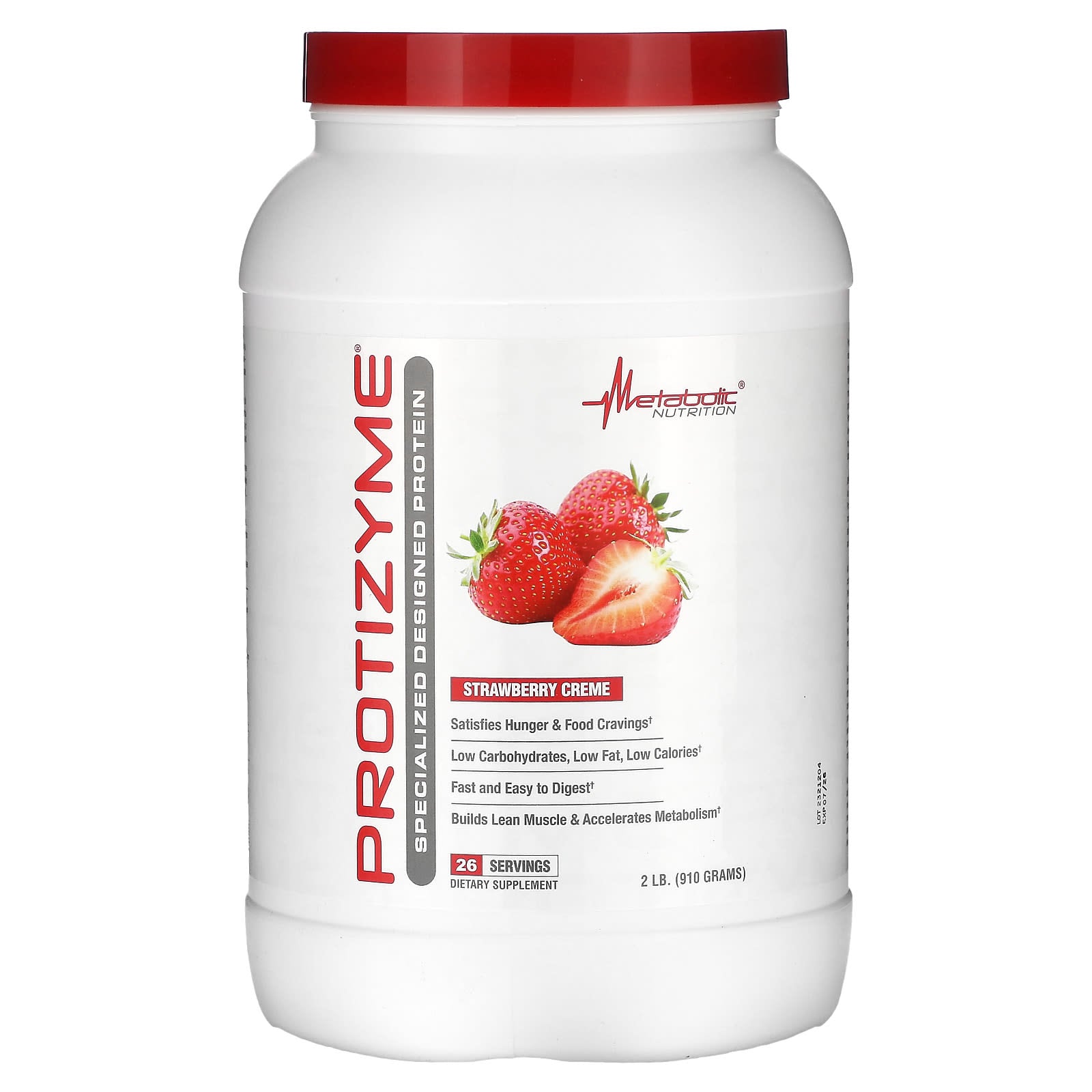 Metabolic Nutrition-Protizyme-Specialized Designed Protein-Strawberry Creme-2 lb (910 g)