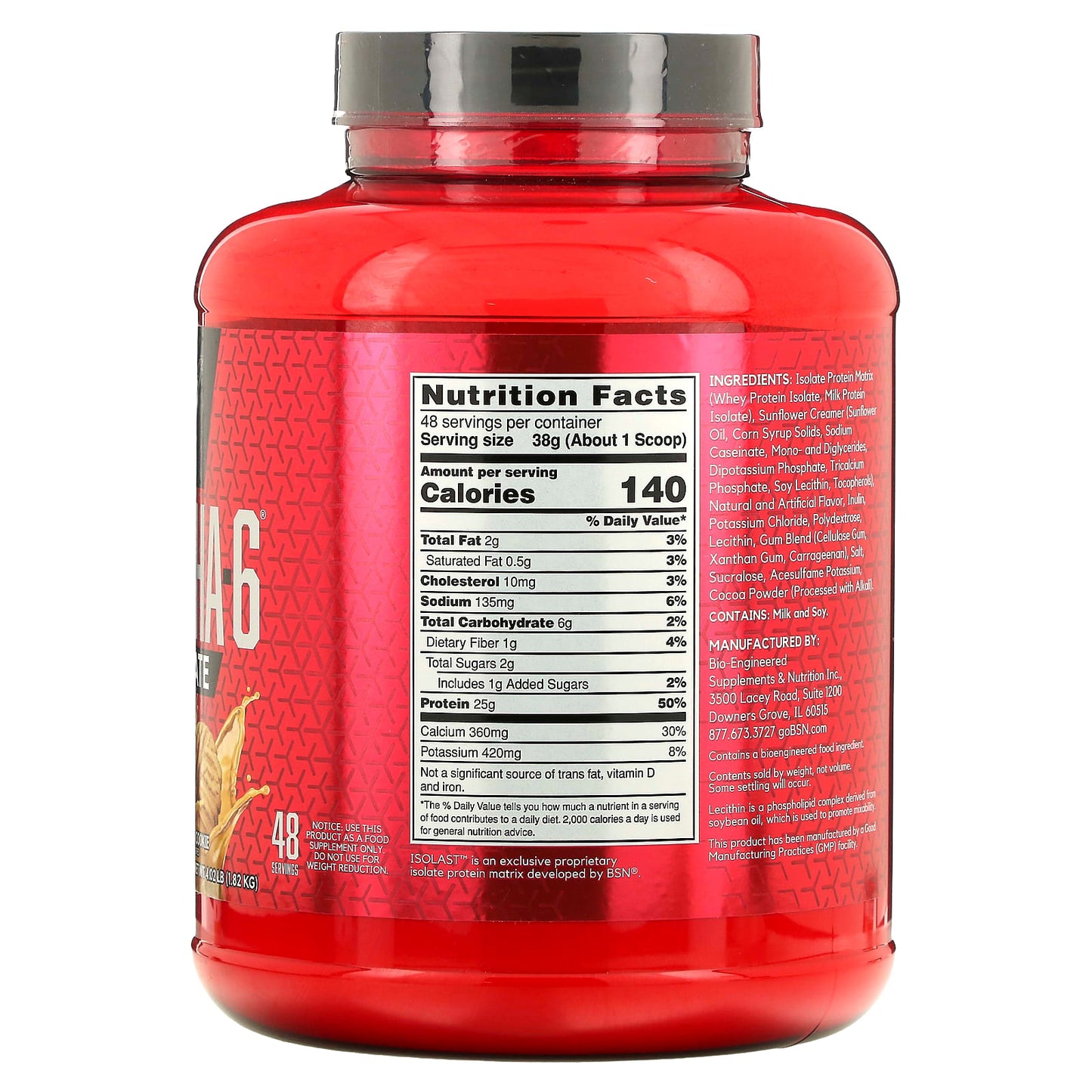 BSN, Syntha-6 Isolate, Protein Powder Drink Mix, Peanut Butter Cookie, 4.02 lb (1.82 kg)