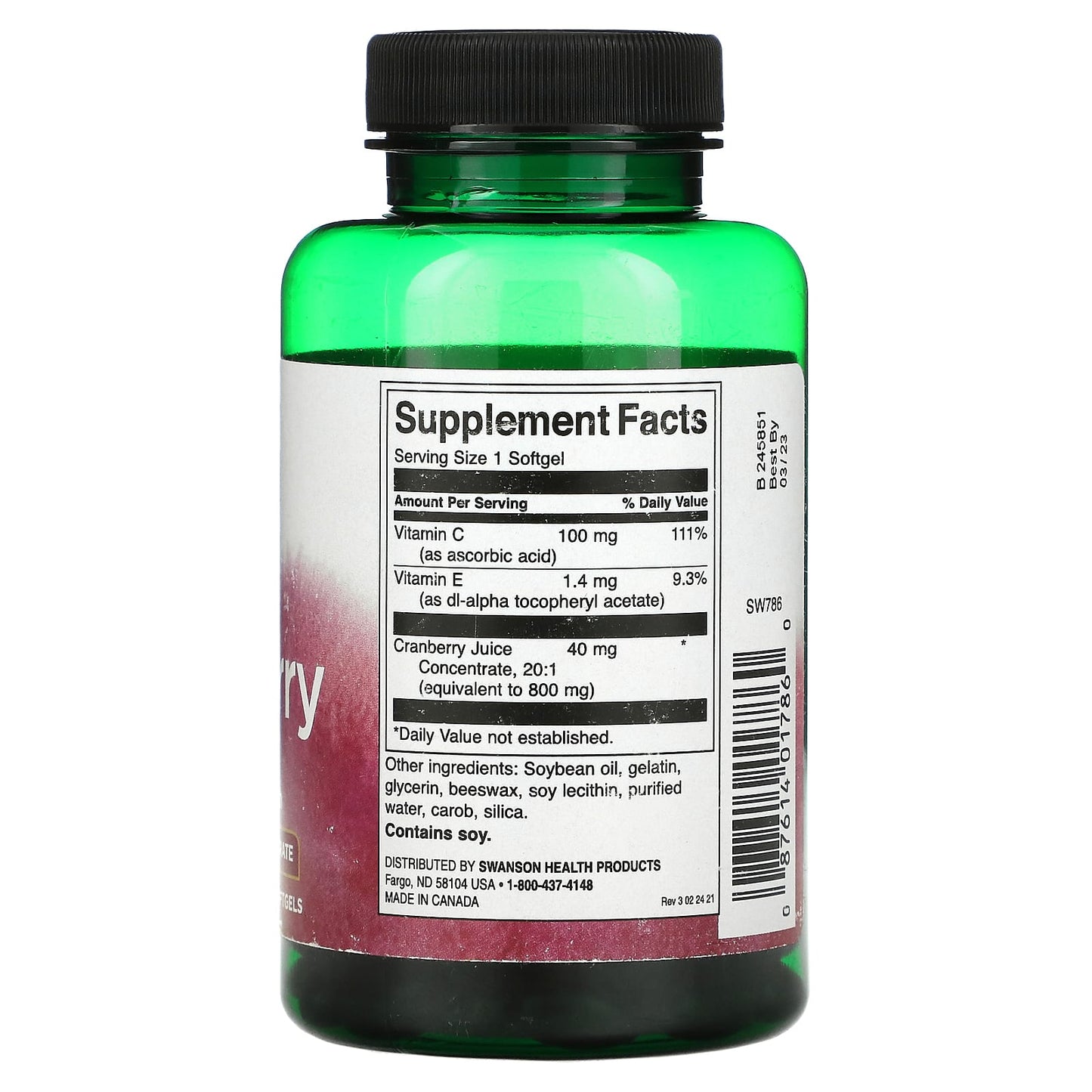 Swanson, Cranberry, 180 Softgels