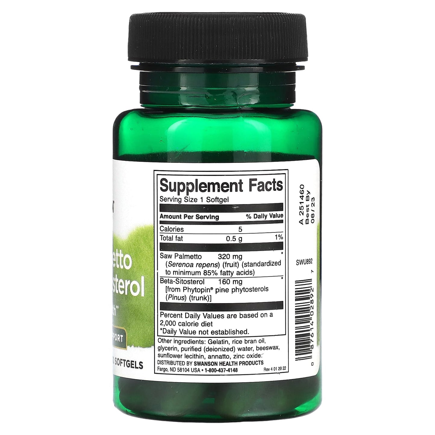 Swanson, Saw Palmetto & Beta-Sitosterol, 30 Softgels