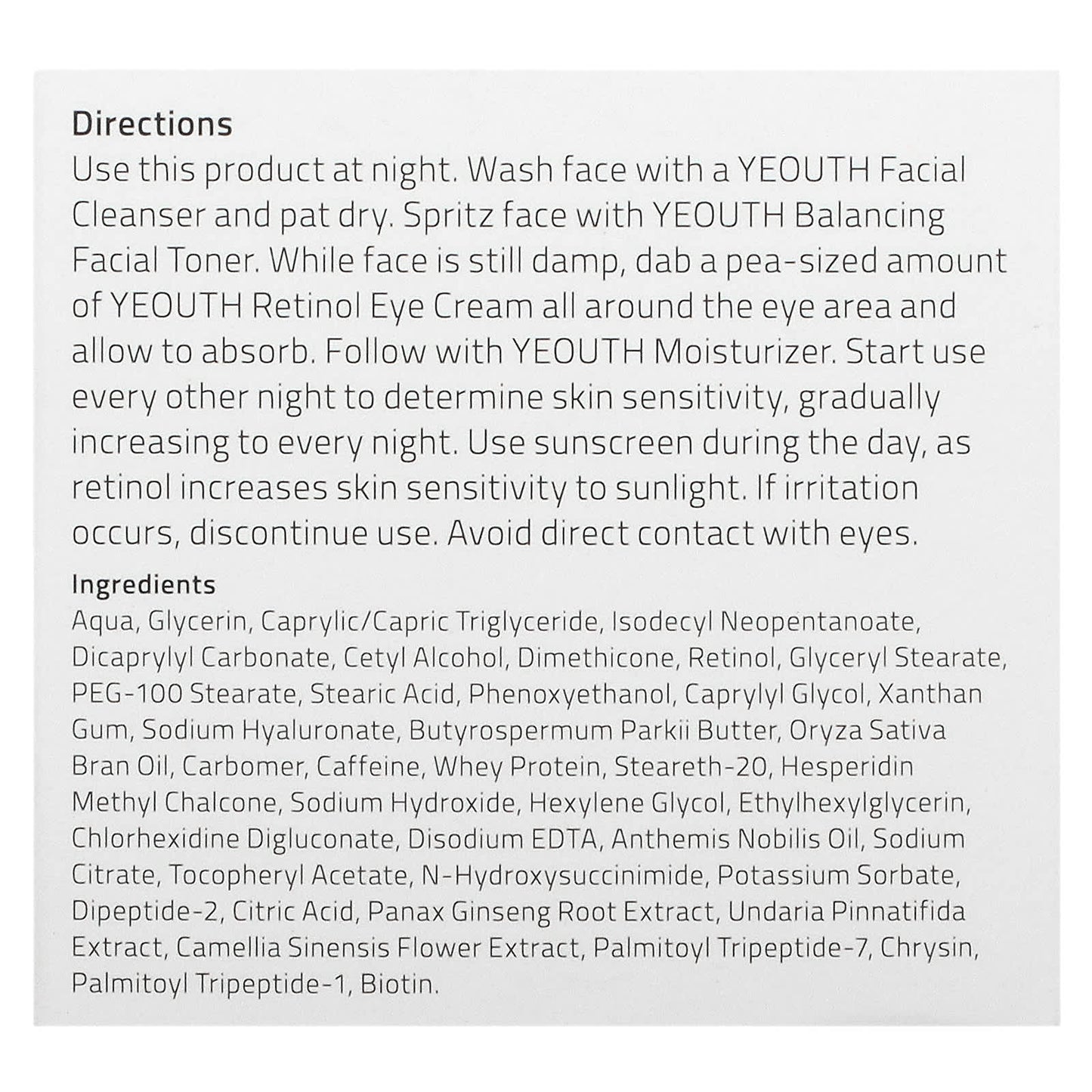 Yeouth, Retinol Eye Cream, 2 fl oz (60 ml)