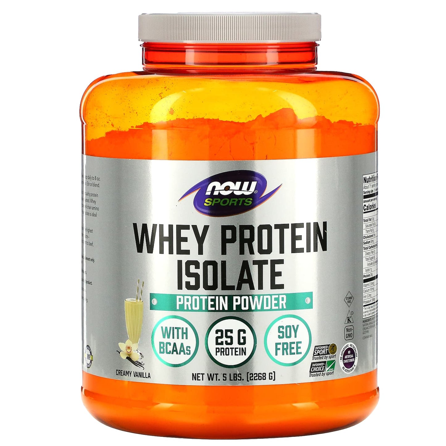 NOW Foods-Sports-Whey Protein Isolate-Creamy Vanilla-5 lbs. (2268 g)