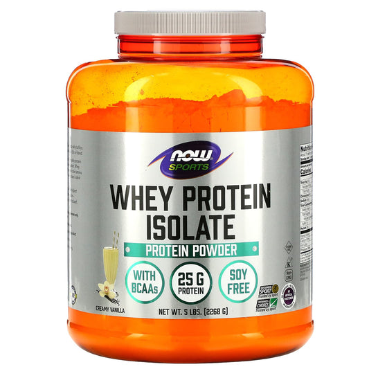 NOW Foods-Sports-Whey Protein Isolate-Creamy Vanilla-5 lbs. (2268 g)