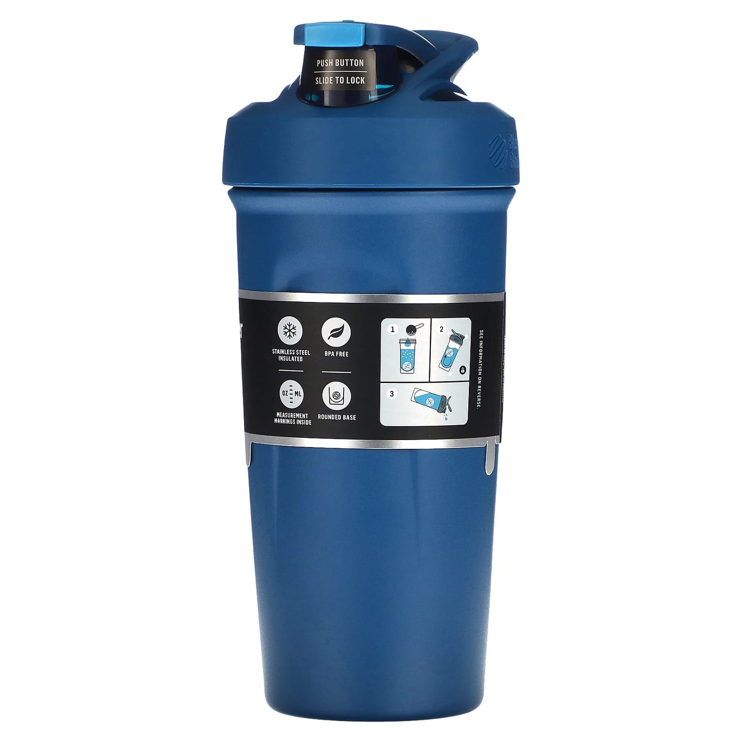 Blender Bottle, Strada, Insulated Stainless Steel, Ocean Blue, 24 oz (710 ml)