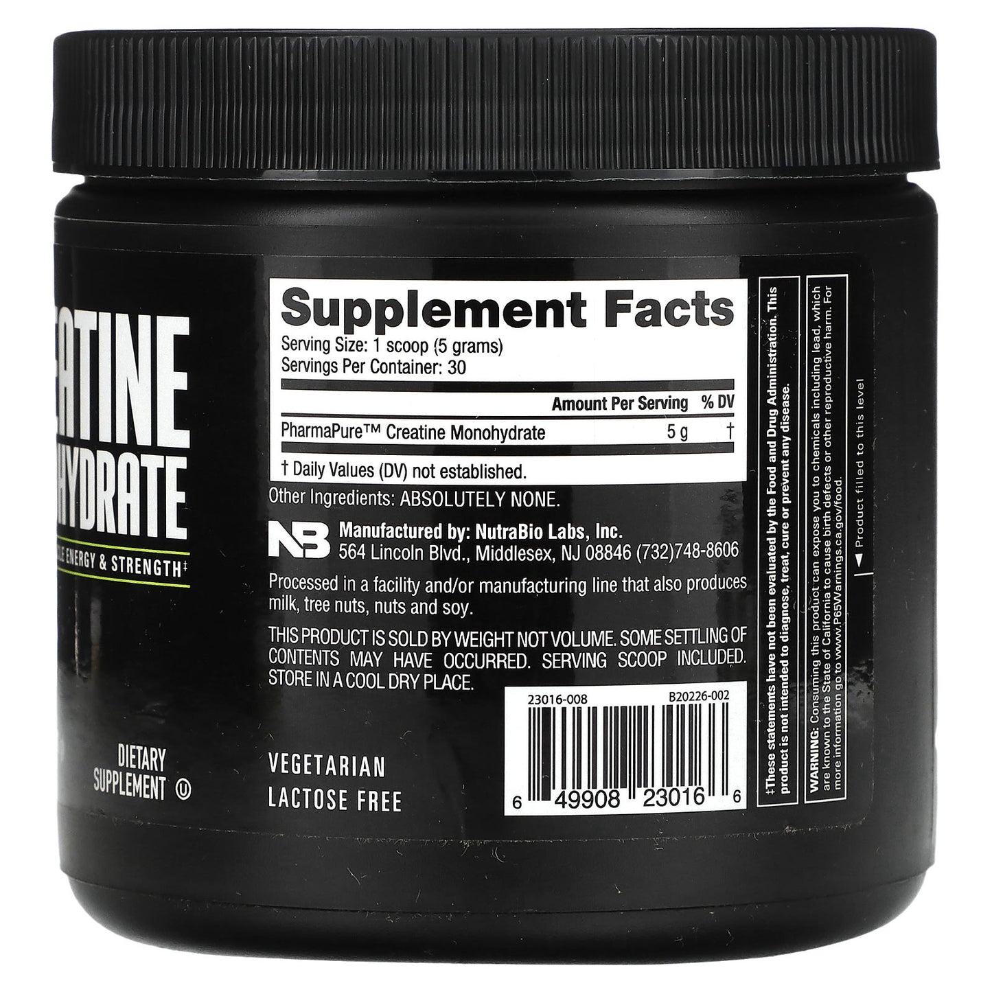 NutraBio, Creatine Monohydrate, 5.3 oz (150 g)