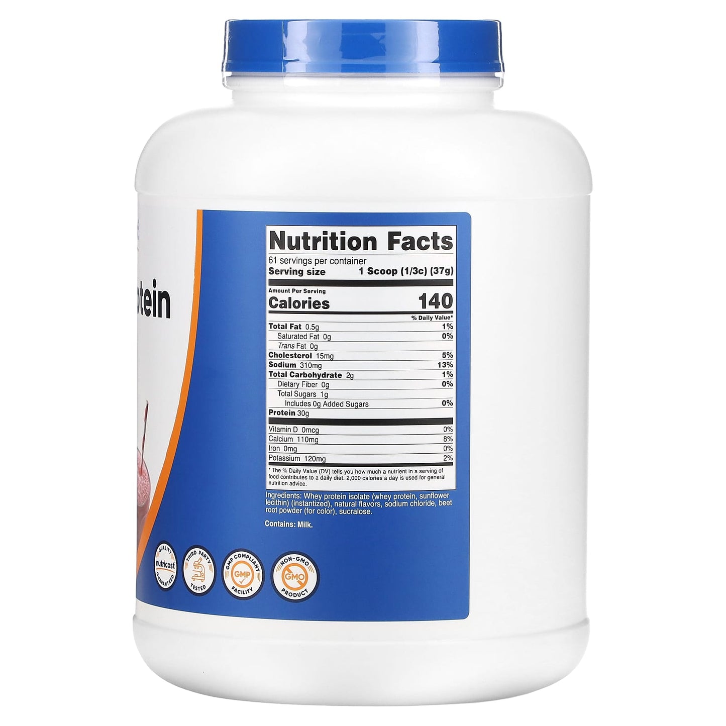 Nutricost, Whey Protein Isolate, Strawberry Milkshake, 5 lb (2,268 g)