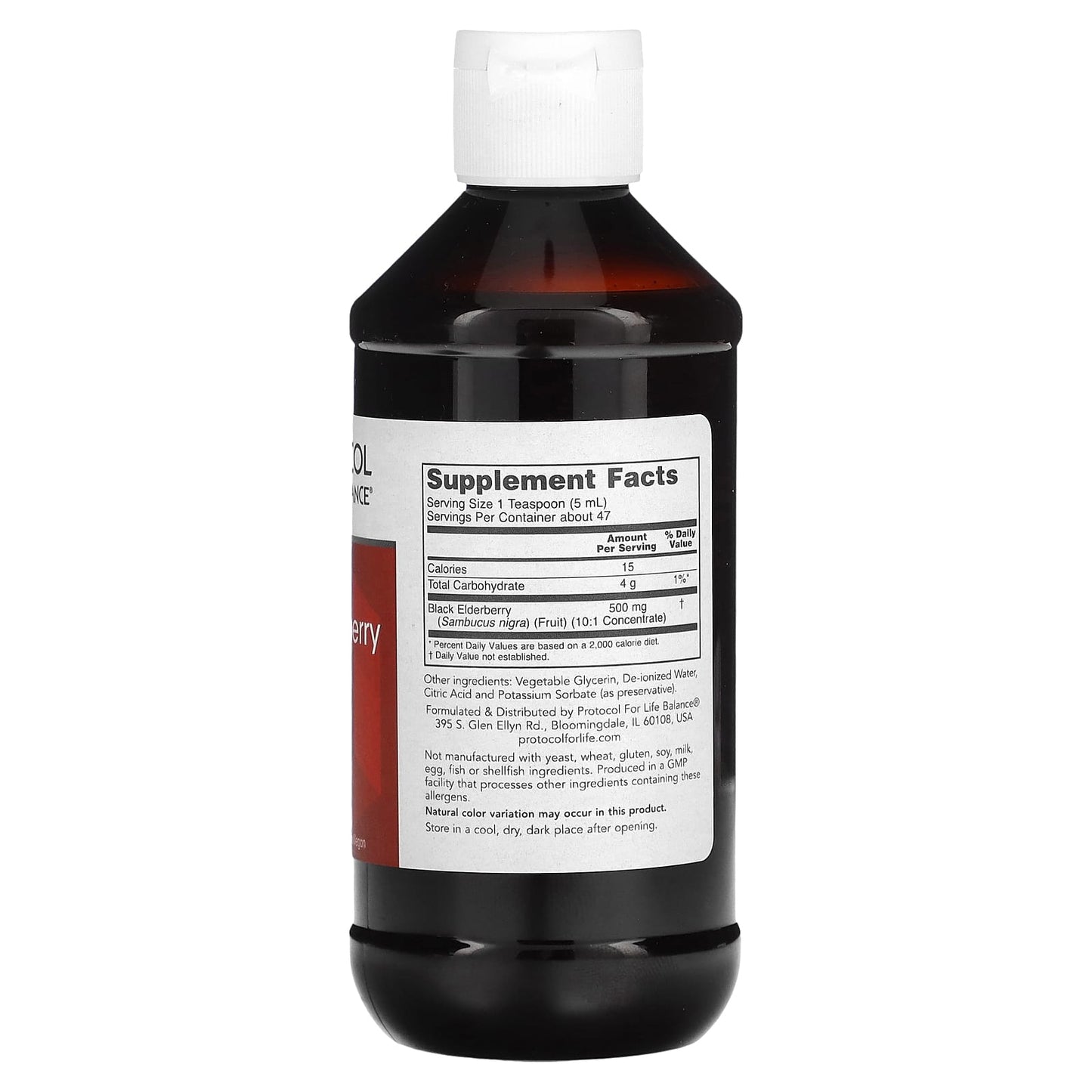 Protocol for Life Balance, Sambucus Black Elderberry Liquid, 500 mg, 8 fl oz (237 ml)