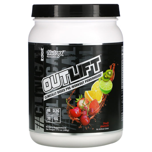 Nutrex Research-Outlift-Clinically Dosed Pre-Workout Powerhouse-Fruit Punch-17.5 oz (496 g)