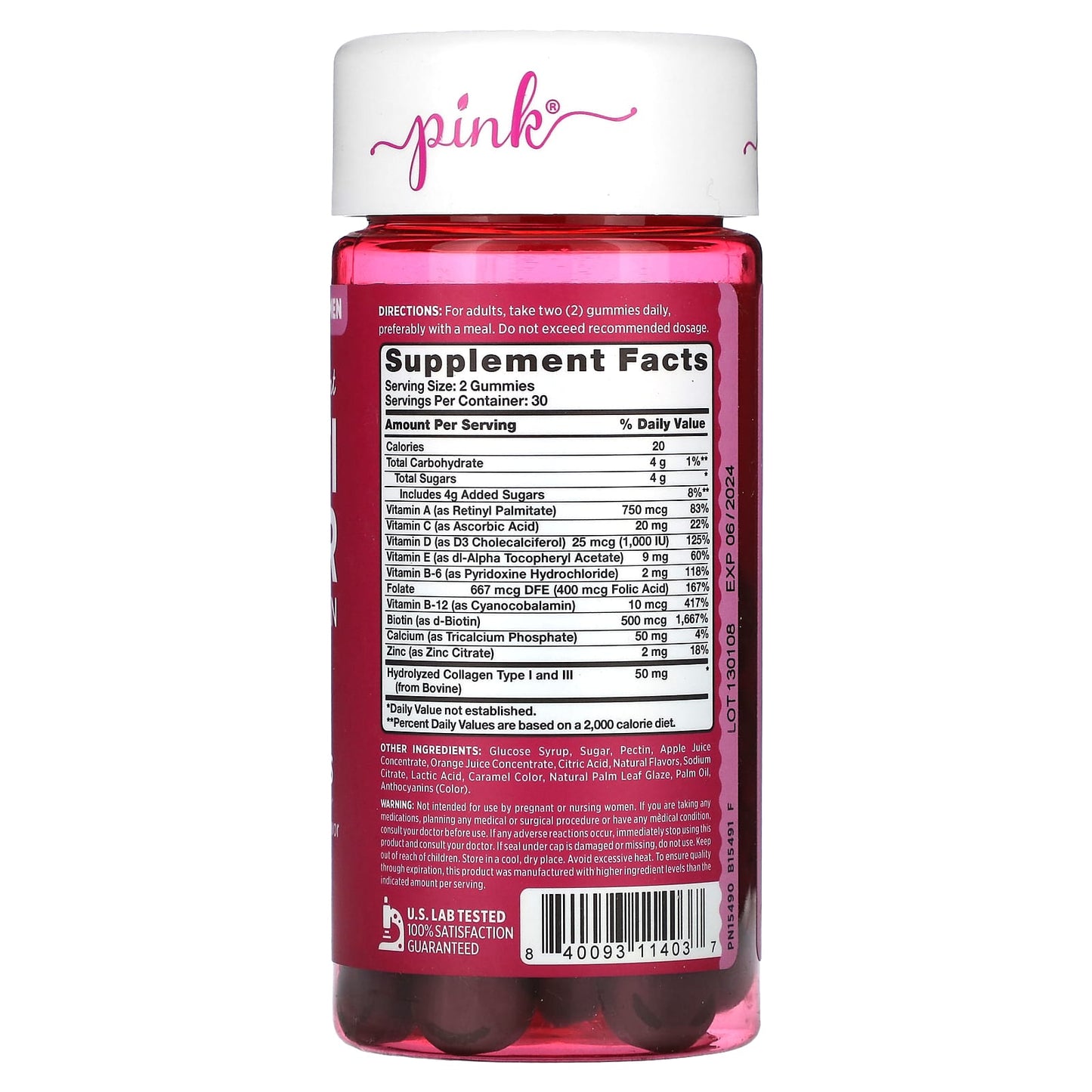 Pink, Simply Radiant Multi For Her + Collagen, Mixed Berry, 60 Gummies