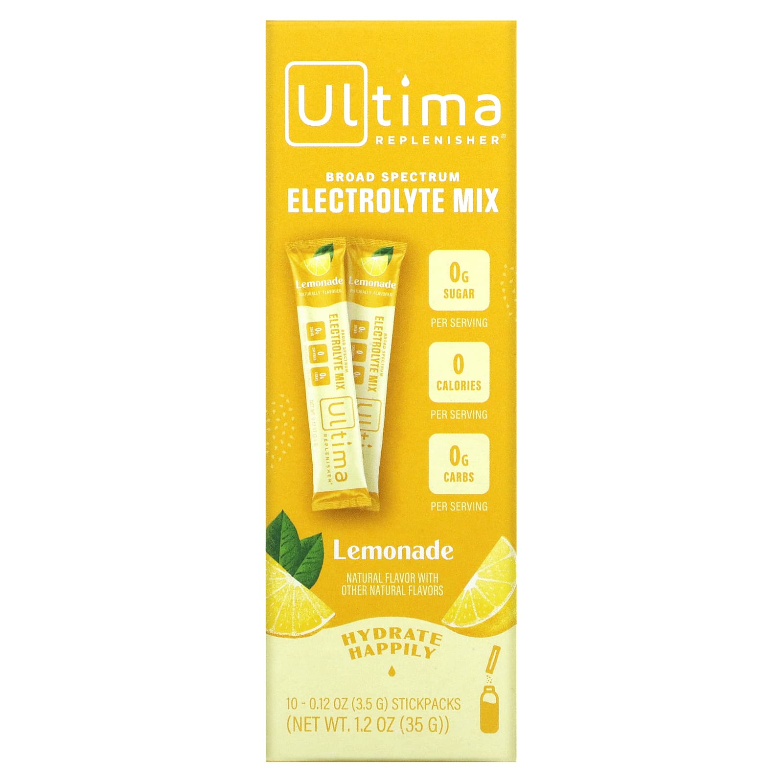 Ultima Replenisher-Broad Spectrum Electrolyte Mix-Lemonade-10 Packets-0.12 oz (3.5 g) Each