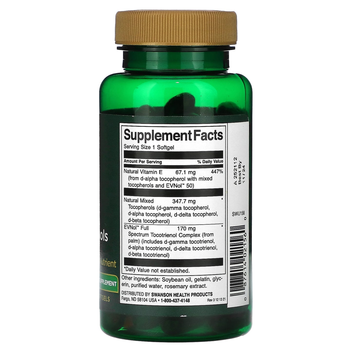 Swanson, E with Tocotrienols, 100 IU, 60 Softgels