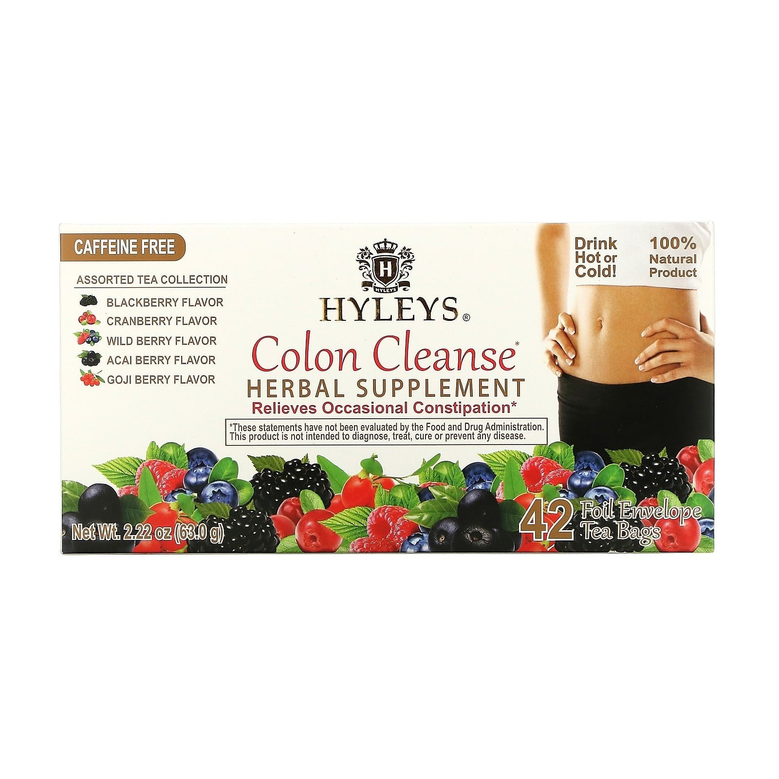 Hyleys Tea-Colon Cleanse-Assorted Tea Collection-Caffeine Free-42 Foil Envelope Tea Bags-0.05 oz (1.5 g) Each