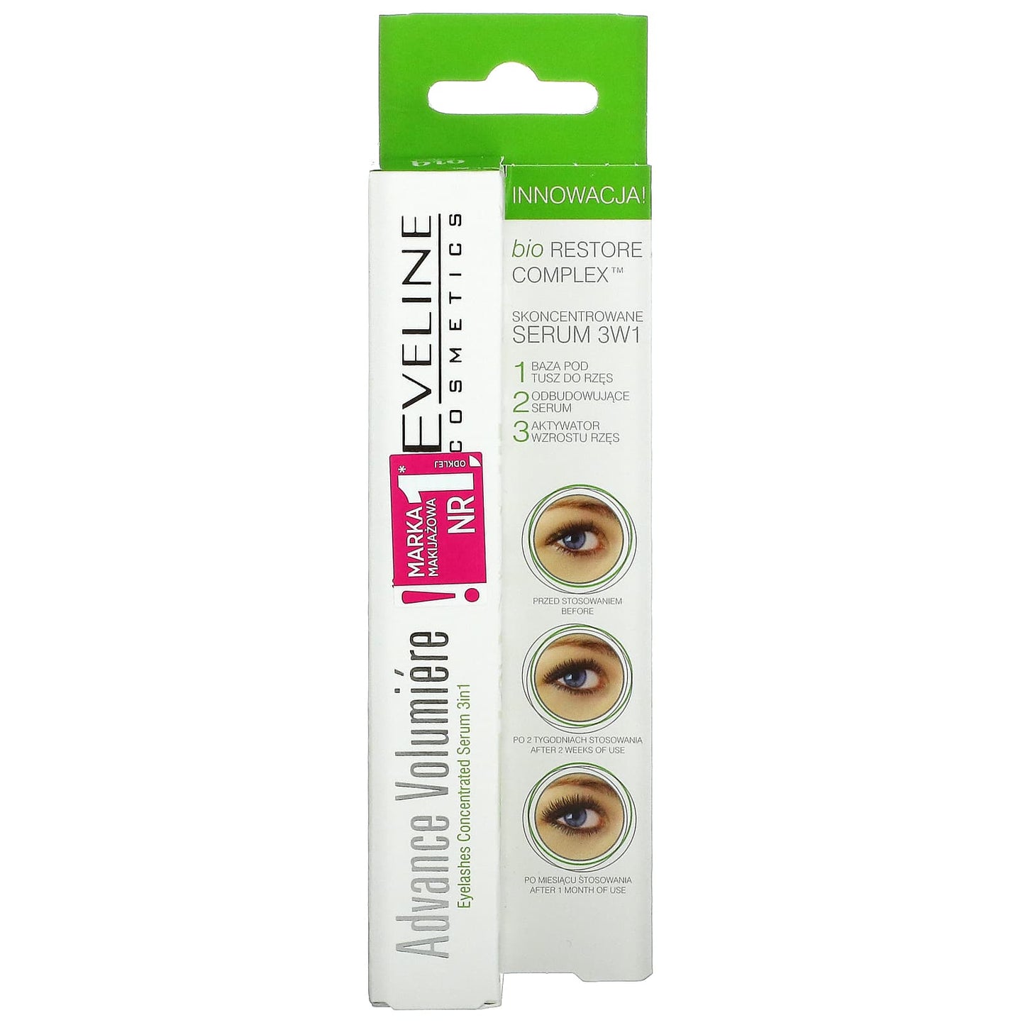 Eveline Cosmetics, Advance Volumiere, Eyelashes Concentrated Serum 3 In 1, 0.35 fl oz (10 ml)