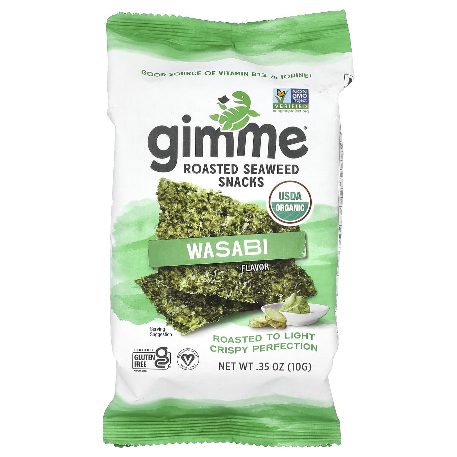 gimMe-Roasted Seaweed Snacks-Wasabi-0.35 oz (10 g)