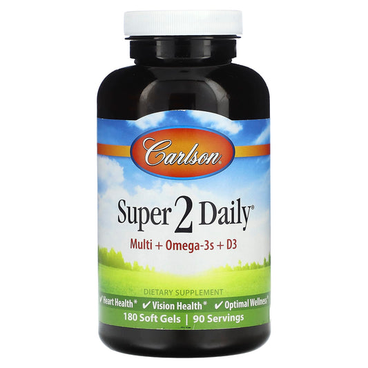 Carlson-Super 2 Daily-Multi + Omega-3s + D3-180 Soft Gels