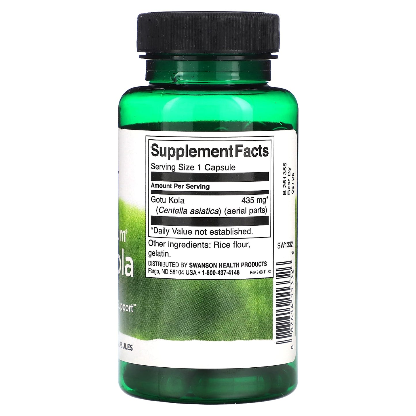 Swanson, Full Spectrum Gotu Kola, 435 mg, 60 Capsules